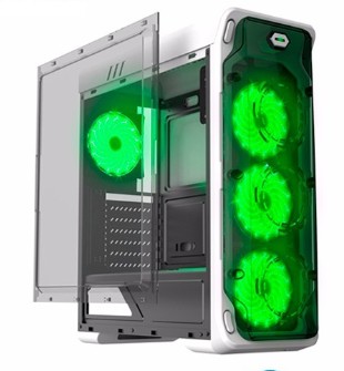 CASE GAMER GAMEMAX STARLIGTH BLANCO 3X15 LED VERDE