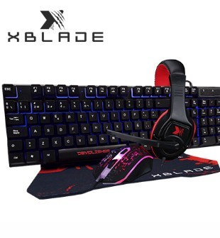 TECLADO XBLADE GAMING + MOUSE + AUDIFONO + PAD DEMOLISHER KMHP370