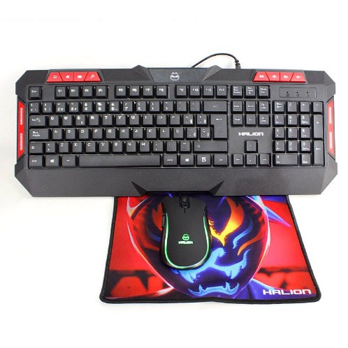 COMBO TECLADO + MOUSE + PADMOUSE  GAMER 3 EN 1 HALION CUSTER HA-407C