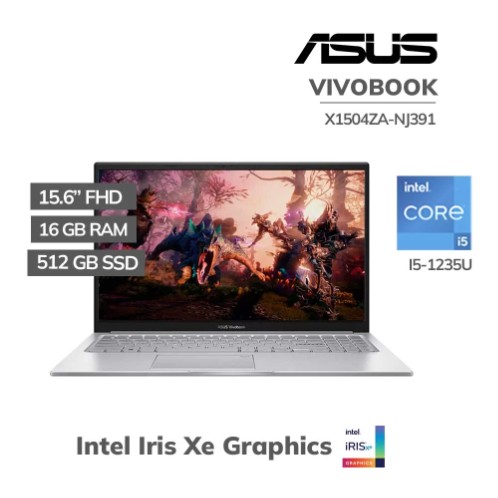 LAPTOP ASUS VIVOBOOK X1504ZA-NJ391 15.6" FHD CORE I5-1235U, DDR4 16GB, SSD 512GB | FREE DOS