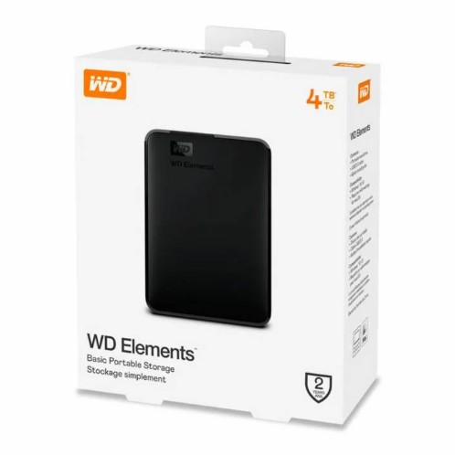 DISCO EXTERNO WESTERN DIGITAL ELEMENTS PORTABLE 4TB, USB 3.0, NEGRO.