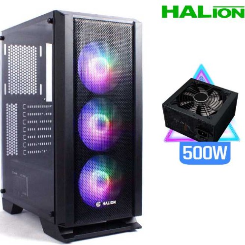 CASE GAMER HALION CROSS R13 500W 2X12 LED VIDRIO TEMPLADO