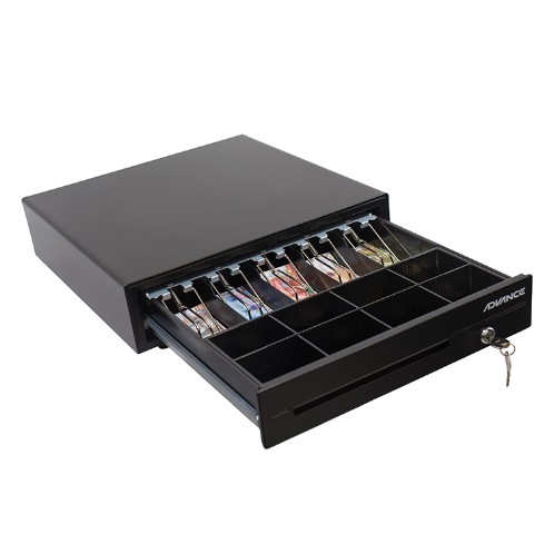 GABETA DE DINERO  ADVANCE ADV-6406, 5 RANURAS, RJ11, NEGRO  41 X 42 X 10 CM