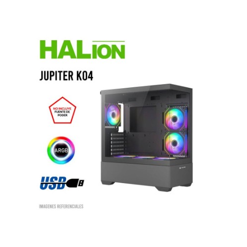 CASE GAMER HALION JUPITER K04 BLANCO, 6 COOLER ARGB, V/TEMPLADO