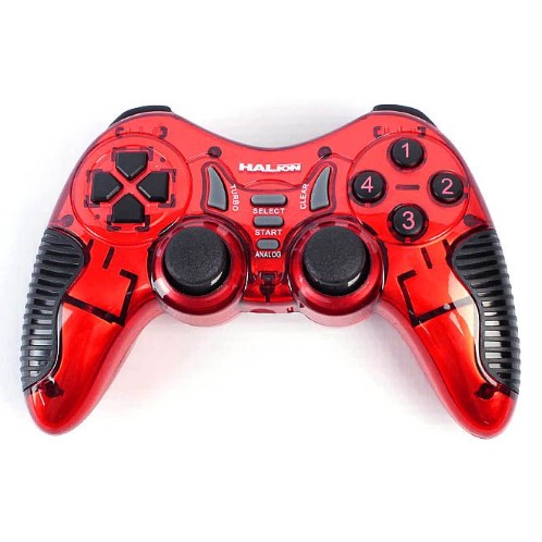 GAME PAD HALION HA-8011 INALAMBRICO | ROJO TRANSPARENTE