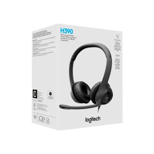 AURICULARES ESTEREO  LOGITECH H390 CON MICROFONO, USB, CANCELACI&Oacute;N DE RUIDO